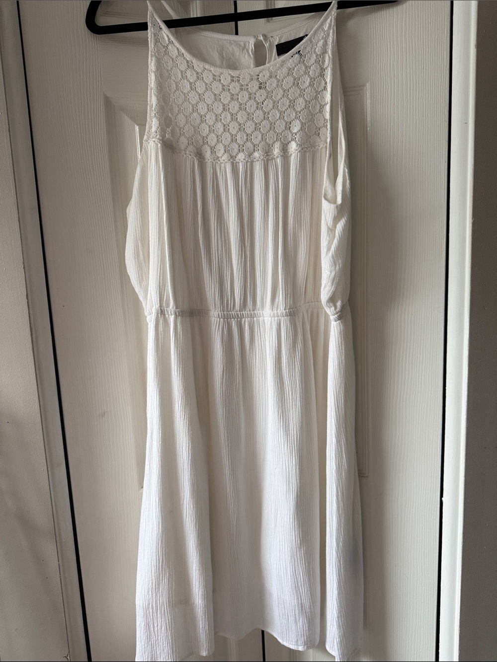 White Crochet Yoke Summer Dress